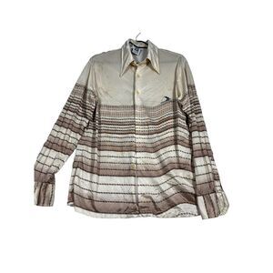 Vtg Kennington Shirt Mens Large Brown Disco Retro Studio 54 60s 70s Wearable Art